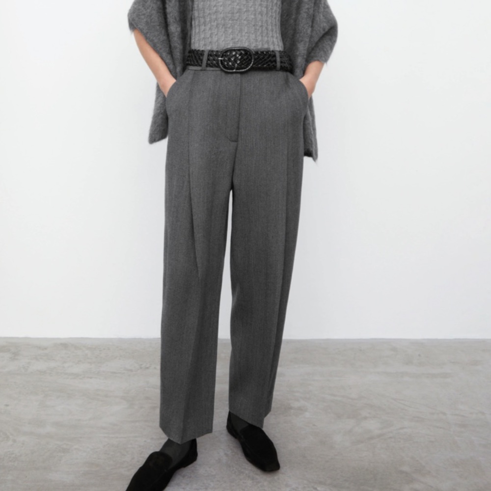 Toteme double pleat trousers grey herringbone size 6